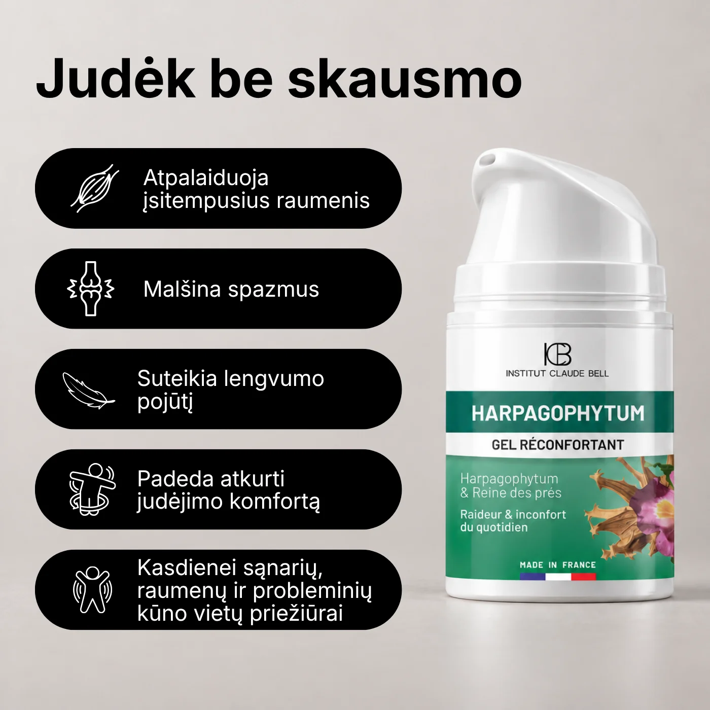 Raminantis gelis (4 vnt) su Harpagophytum (velnio augalu ): sąnariams, lėtiniui uždegimui, osteoartritui, nugaros skausmams, raumenų įtampai + DOVANA Raminantis gelis (4 vnt) su Harpagophytum (velnio augalu ): sąnariams, lėtiniui uždegimui, osteoartritui, nugaros skausmams, raumenų įtampai + DOVANA